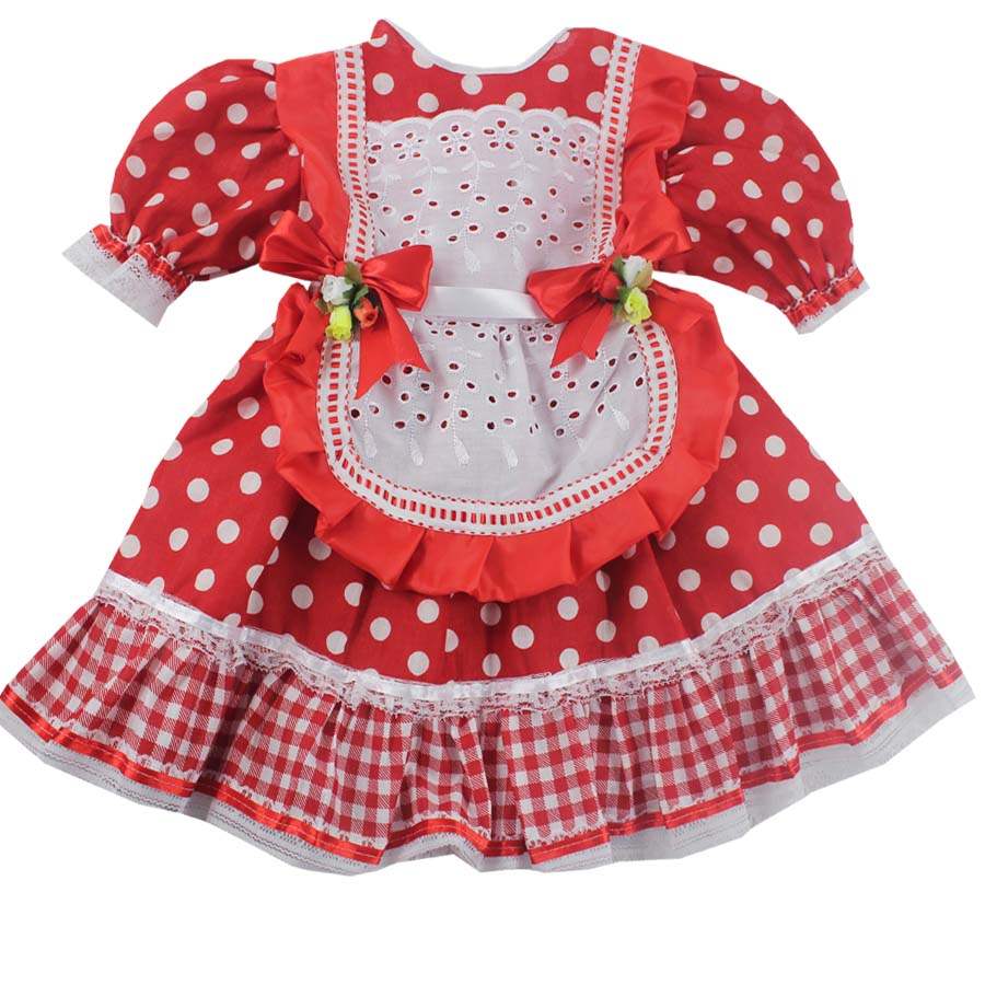 vestido festa junina infantil vermelho