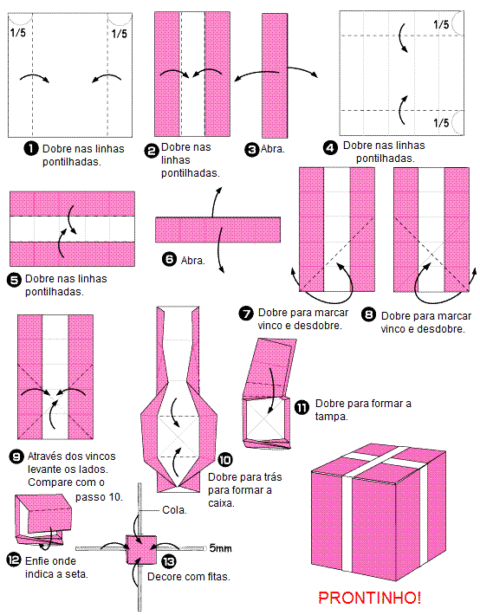 dicas de como fazer caixinha de presente de papel