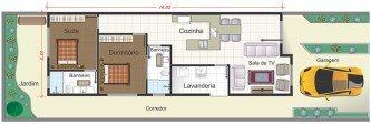 tipos de planta de casas com 2 quartos sendo 1 suite e garagem