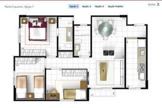 tipos de plantas de casas 60m2 com 3 quartos