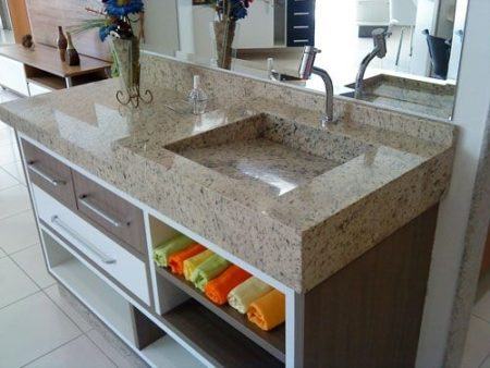 Bancadas para banheiro Marmore madeira silestone vidro 