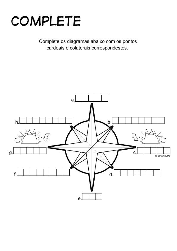 Atividades Pontos Cardeais para Imprimir, Localização