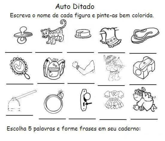 35 ATIVIDADES DE ALFABETIZAÇÃO EXERCÍCIOS DESENHOS COLORIR PINTAR IMPRIMIR  Escrever as letras iniciais Escrever os nomes das…